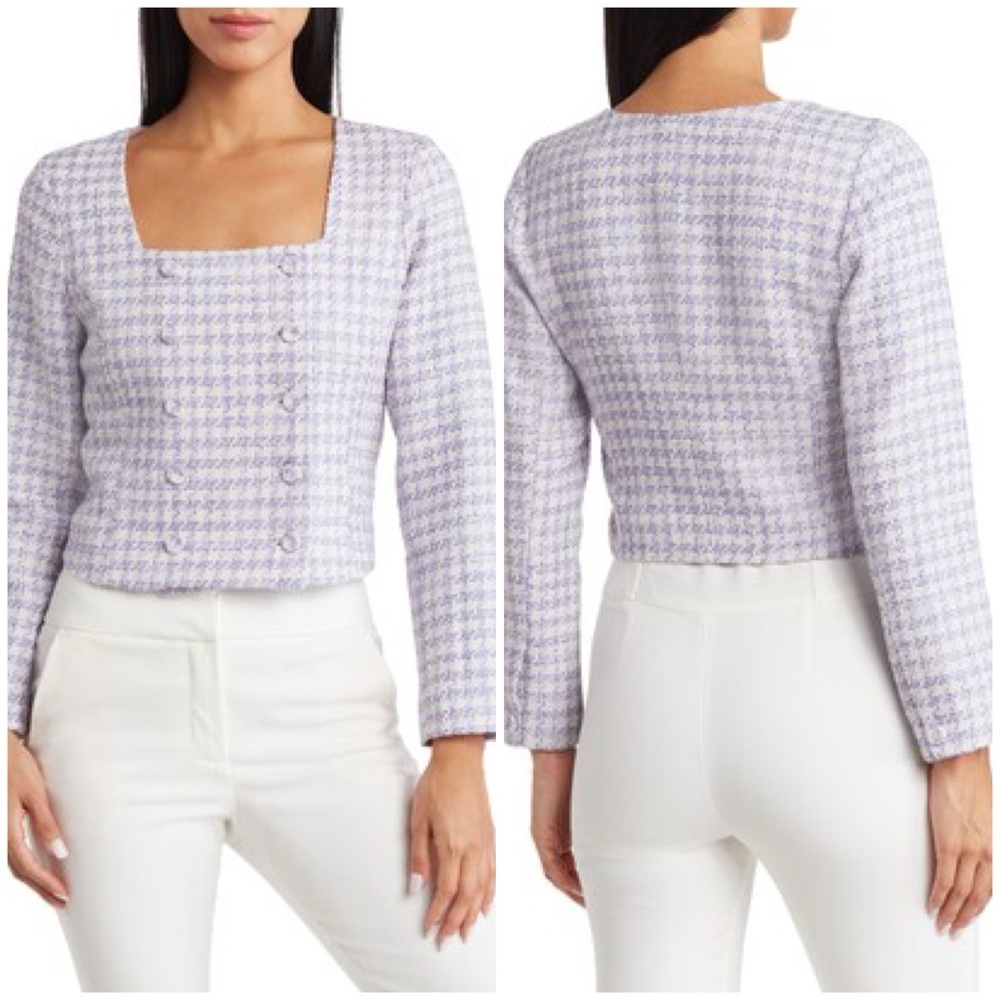 NWT Favorite Daughter Dasha Top 14 tweed lilac lavender purple - Picture 1 of 14